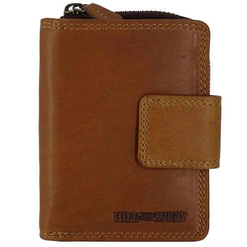Hill Burry mit RFID Schutz kleine Geldbörse Portemonnaie, Portmonee aus Leder Waschleder Frauen Damen Langbörse Geldbeutel Geldtasche Frauen Design (XL Tan) von Golden Deer