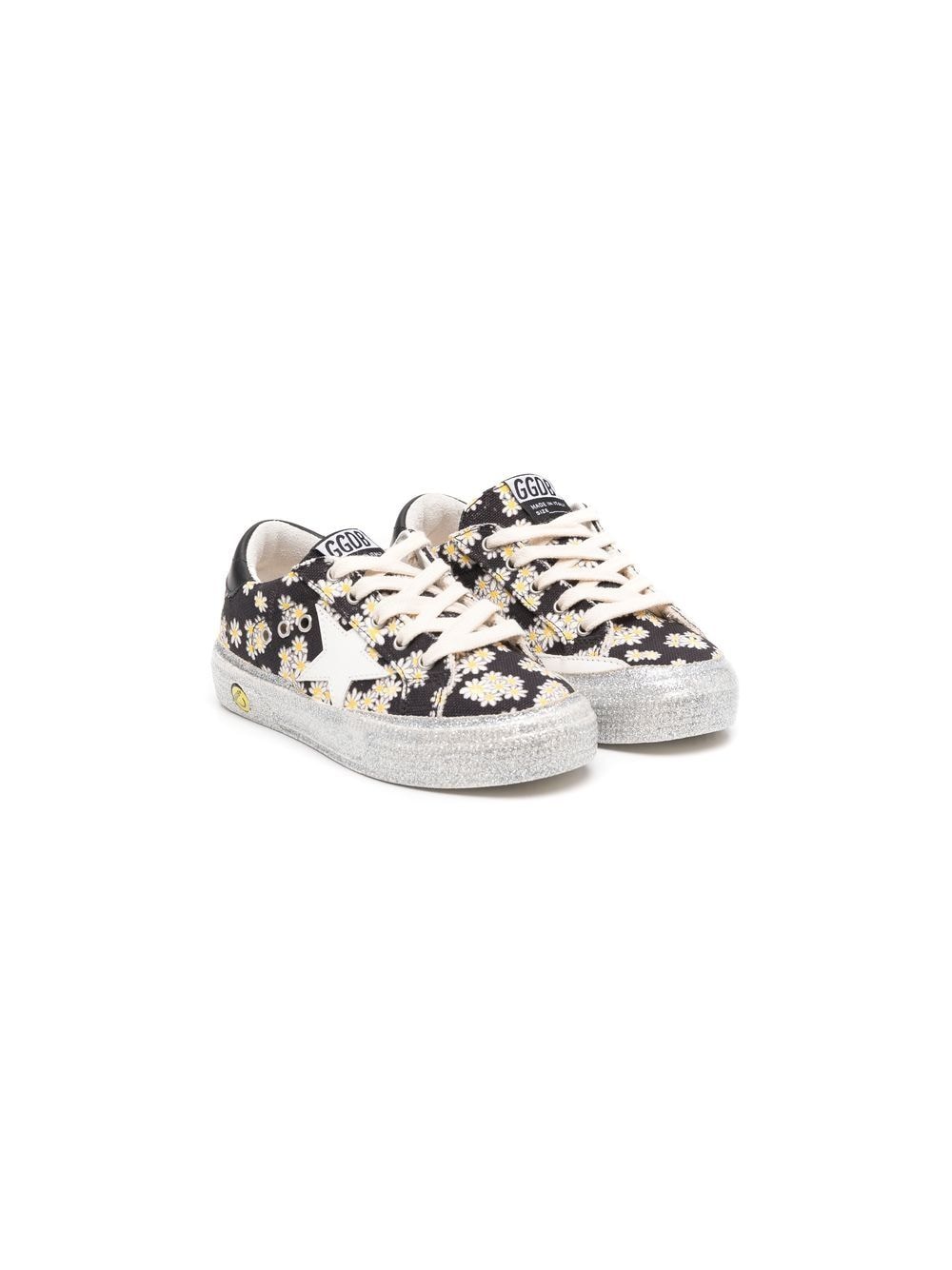 Golden Goose Kids May Sneakers mit Margeriten-Print - Schwarz von Golden Goose Kids