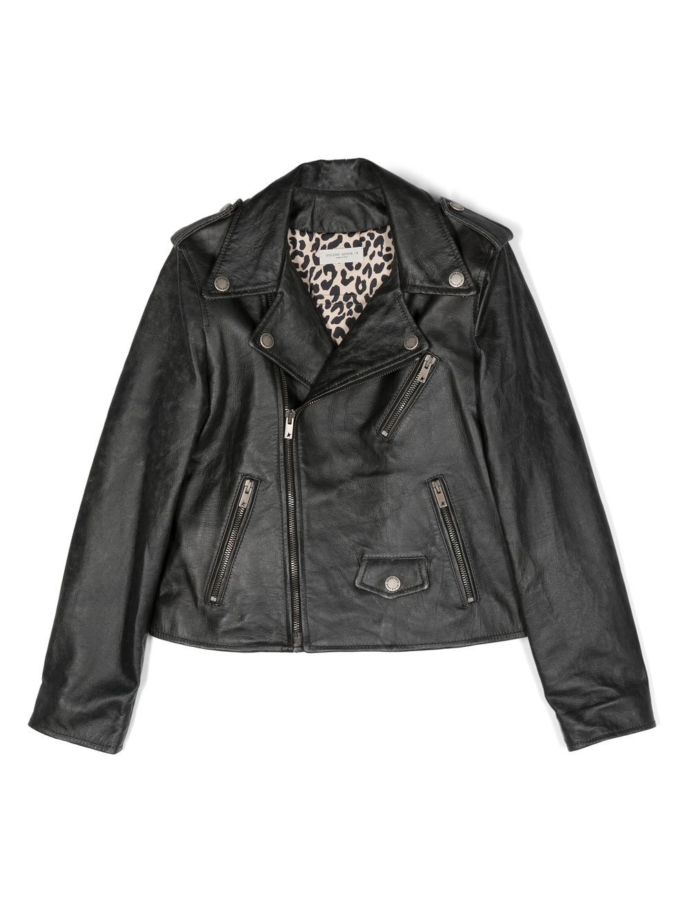 Golden Goose Kids Lederjacke mit ausgeblichenem Effekt - Schwarz von Golden Goose Kids