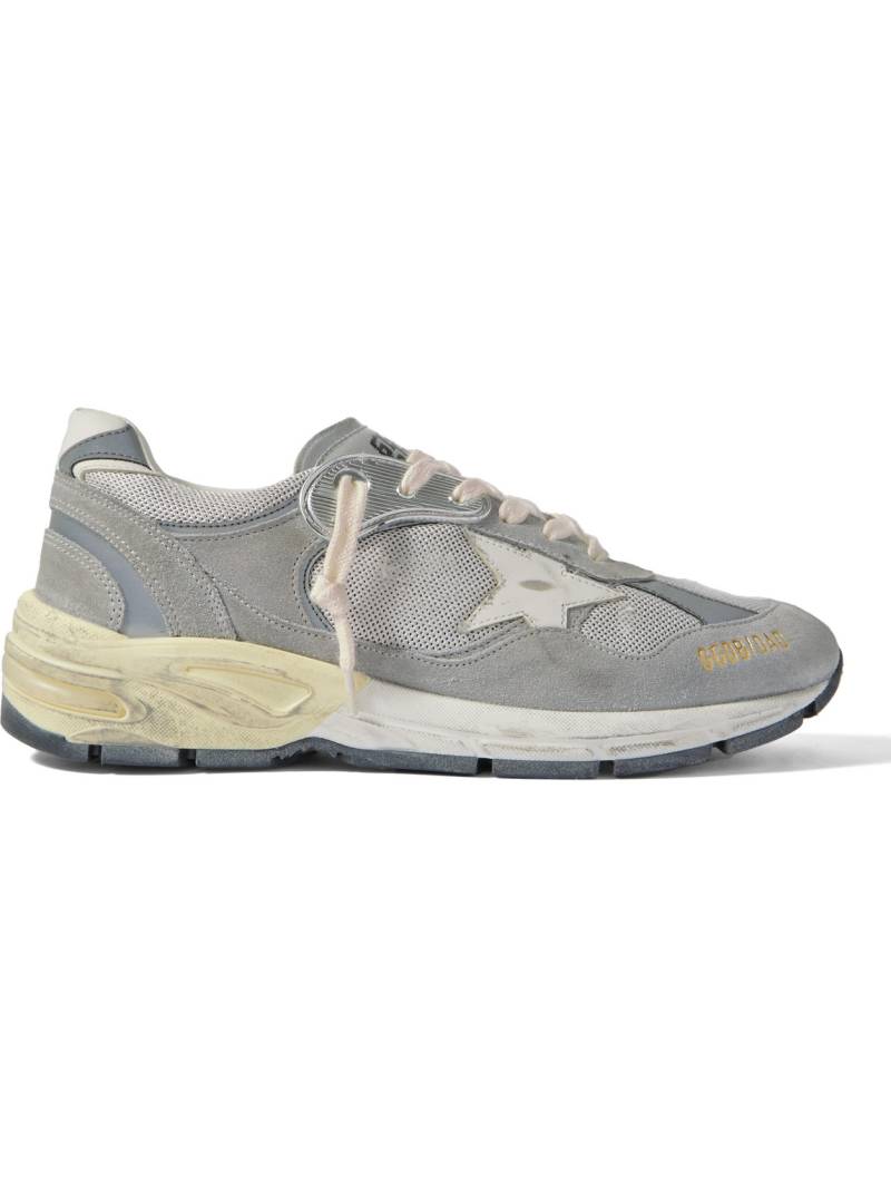 Golden Goose - Dad-Star Distressed Leather-Trimmed Suede and Mesh Sneakers - Men - Gray - EU 41 von Golden Goose