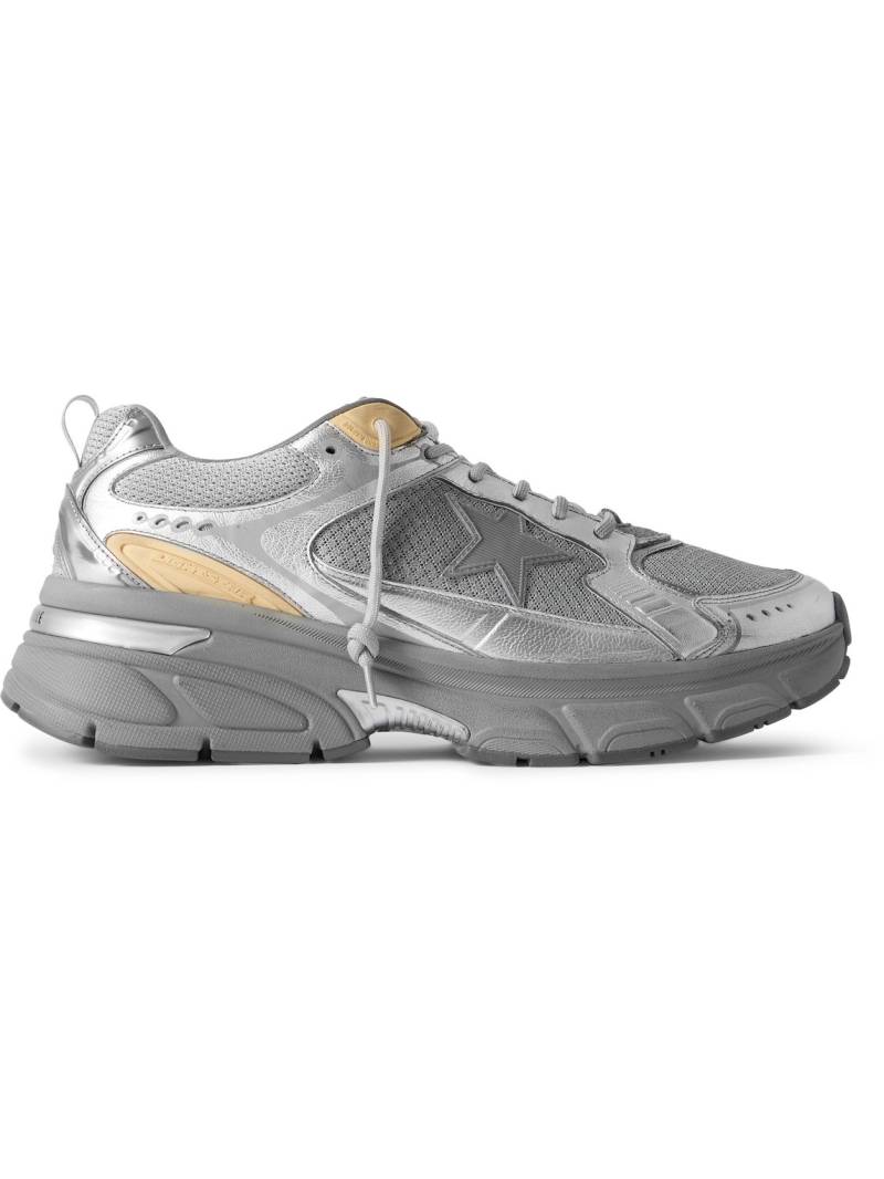 Golden Goose - Lightstar Rubber-Trimmed Metallic Leather and Mesh Sneakers - Men - Silver - EU 40 von Golden Goose