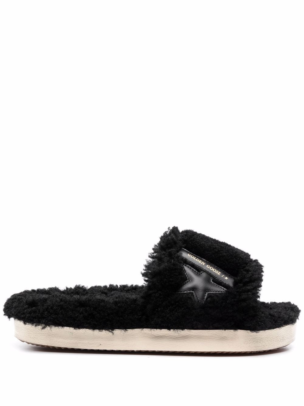 Golden Goose Poolstar Pantoletten mit Shearling - Schwarz von Golden Goose