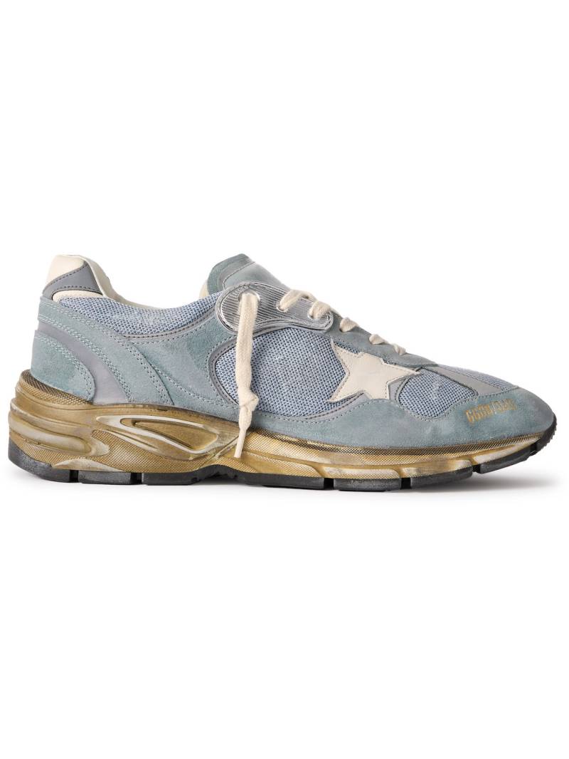 Golden Goose - Running Dad Distressed Rubber and Leather-Trimmed Mesh and Suede Sneakers - Men - Blue - EU 40 von Golden Goose