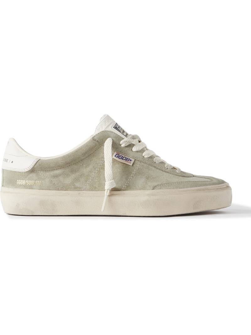 Golden Goose - Soul-Star Distressed Leather-Trimmed Suede Sneakers - Men - Neutrals - EU 40 von Golden Goose