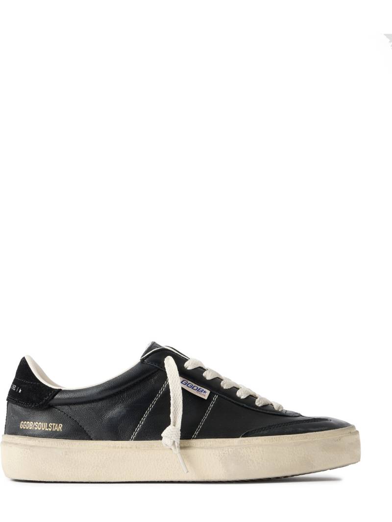 Golden Goose - Soul-Star Suede-Trimmed Distressed Leather Sneakers - Men - Black - EU 40 von Golden Goose