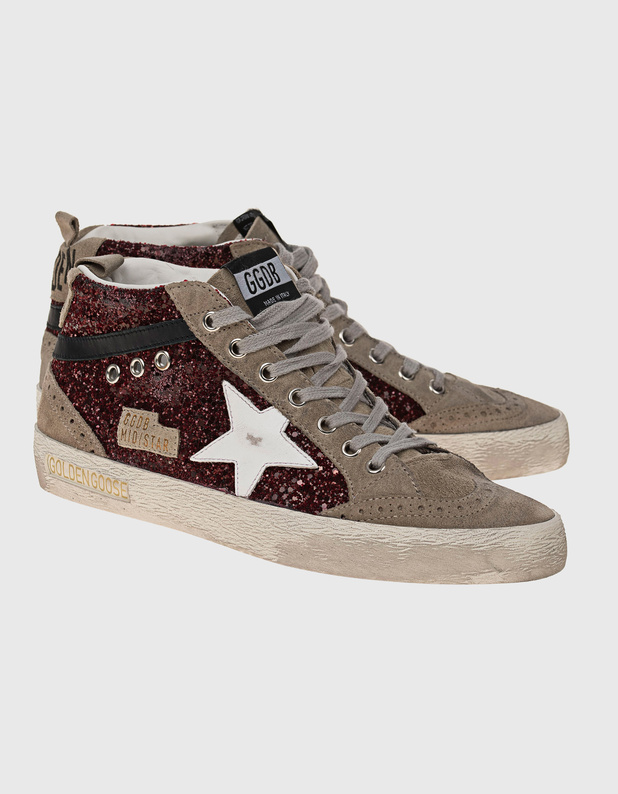 Mid Star Classic Glitter Dark Red von Golden Goose