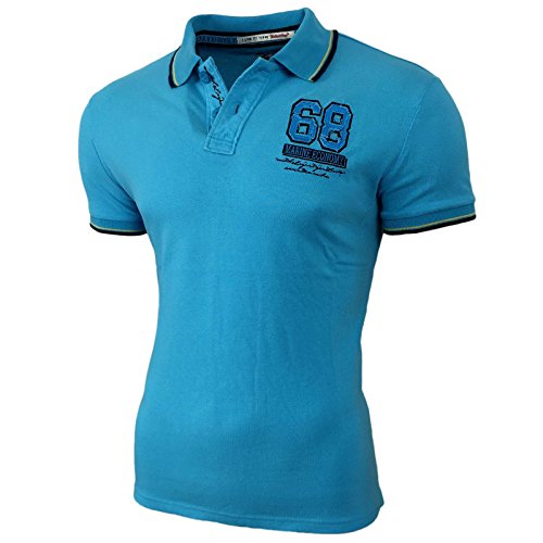 Golden Horn Herren Poloshirt Hemd Kurzarm T-Shirt versch. Farben 1115, Farbe:Türkis, Größe:L von Golden Horn