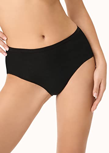 GOLDEN LADY Damen 2 Midi-Slips mit hohem Bund Hipster-Höschen, Schwarz, M (2er Pack) von Golden Lady