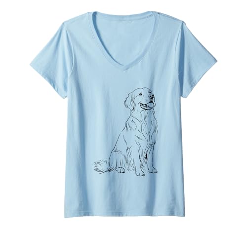 Damen Golden Retriever Adoration Line Art T-Shirt mit V-Ausschnitt Damen Golden Retriever Adoration Line Art T-Shirt mit V-Ausschnitt von Golden Retriever Canine Lovers United