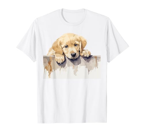 Niedlicher Golden Retriever Rasse Welpe Hund guckt Frau Mädchen T-Shirt von Golden Retriever Clothing Accessories