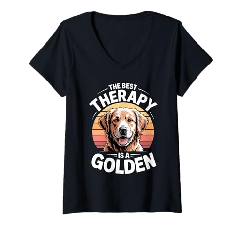 Damen Die Beste Therapie ist EIN Golden Retriever Funny Hundeliebhaber T-Shirt mit V-Ausschnitt Damen Die Beste Therapie ist EIN Golden Retriever Funny Hundeliebhaber T-Shirt mit V-Ausschnitt von Golden Retriever Dog Lovers Fanatics