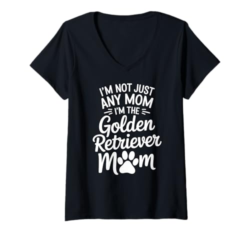 Damen Lustige Golden Retriever Woman T-Shirt mit V-Ausschnitt Damen Lustige Golden Retriever Woman T-Shirt mit V-Ausschnitt von Golden Retriever Dog Mom