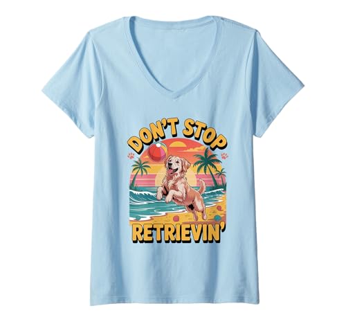 Damen Don't Stop Retrieving Golden Retriever Lustiger Hundeliebhaber Tierarzt T-Shirt mit V-Ausschnitt Damen Don't Stop Retrieving Golden Retriever Lustiger Hundeliebhaber Tierarzt T-Shirt mit V-Ausschnitt von Golden Retriever Dog Store