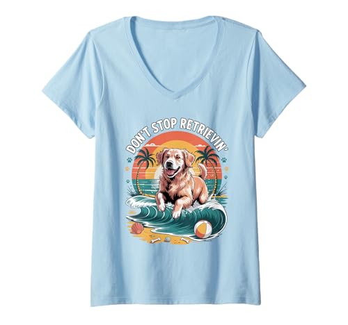 Damen Don't Stop Retrieving Golden Retriever Lustiger Hundeliebhaber Tierarzt T-Shirt mit V-Ausschnitt Damen Don't Stop Retrieving Golden Retriever Lustiger Hundeliebhaber Tierarzt T-Shirt mit V-Ausschnitt von Golden Retriever Dog Store