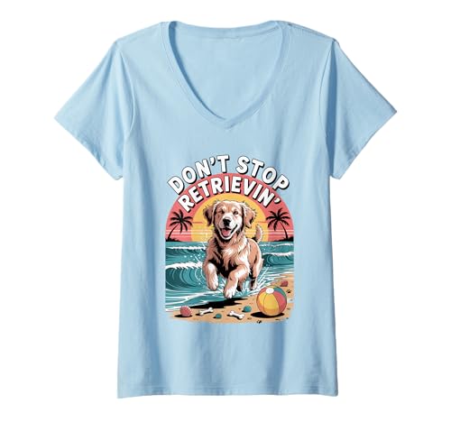Damen Don't Stop Retrieving Golden Retriever Lustiger Hundeliebhaber Tierarzt T-Shirt mit V-Ausschnitt Damen Don't Stop Retrieving Golden Retriever Lustiger Hundeliebhaber Tierarzt T-Shirt mit V-Ausschnitt von Golden Retriever Dog Store
