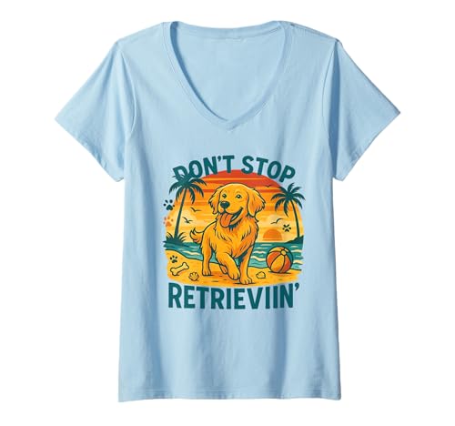 Damen Don't Stop Retrieving Golden Retriever Lustiger Hundeliebhaber Tierarzt T-Shirt mit V-Ausschnitt Damen Don't Stop Retrieving Golden Retriever Lustiger Hundeliebhaber Tierarzt T-Shirt mit V-Ausschnitt von Golden Retriever Dog Store