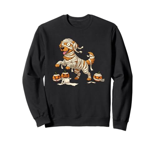 Golden Retriever Mumie Kürbis Halloween Kinder Herren Damen Sweatshirt von Golden Retriever Lovers Halloween Outfits Boy Girl