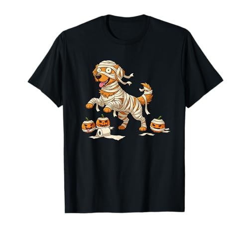 Golden Retriever Mumie Kürbis Halloween Kinder Herren Damen T-Shirt von Golden Retriever Lovers Halloween Outfits Boy Girl