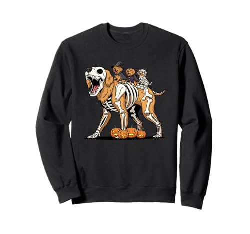 Golden Retriever Skelett Mama Hexe Halloween Herren Damen Sweatshirt von Golden Retriever Lovers Halloween Outfits Boy Girl