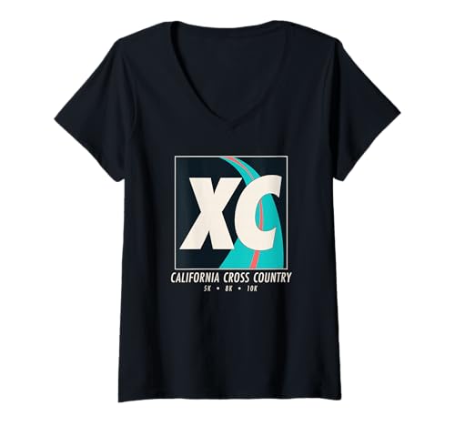 Damen California Running Art XC Outdoor-Läufer im Vintage-Stil T-Shirt mit V-Ausschnitt Damen California Running Art XC Outdoor-Läufer im Vintage-Stil T-Shirt mit V-Ausschnitt von Golden State Athletics