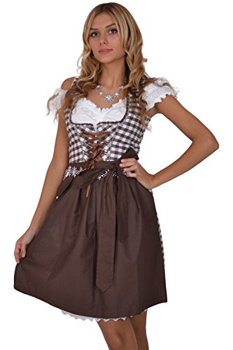 Dirndl Set 3tlg.-Trachtenkleid 329GT Braun&Weiá Kariert 34 von Golden Trachten