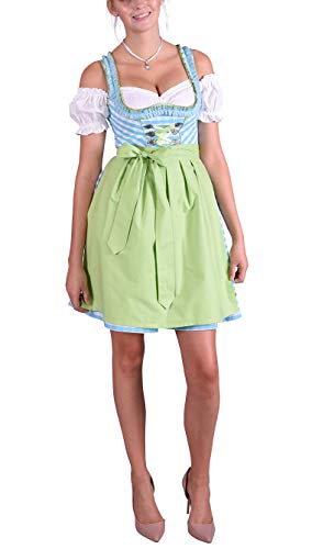 Dirndl Set Trachtenkleid 479GT Türkis kariert 34 von Golden Trachten