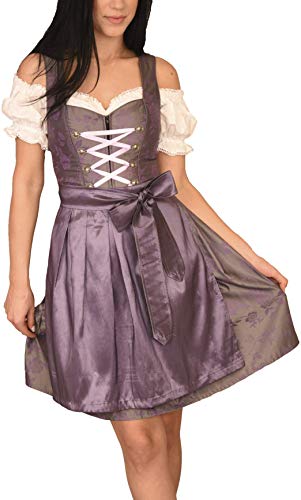 Dirndl Set Trachtenkleid 497GT Lila geblümt (36) von Golden Trachten