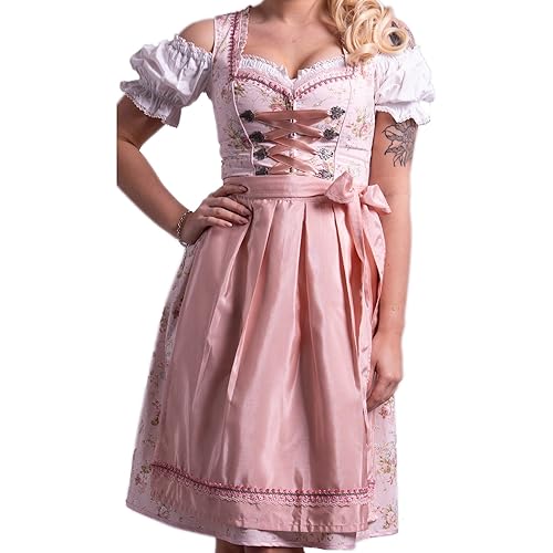 Dirndl Set Trachtenkleid Rose feingeblümt 538GT (34) von Golden Trachten