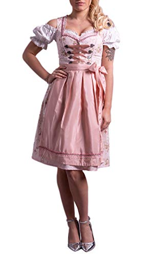 Dirndl Set Trachtenkleid Rose feingeblümt 538GT (46) von Golden Trachten