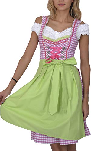 Dirndl Trachtenkleid Set 3tlg. 375GT- Rosa&Weiss kariert 36 von Golden Trachten