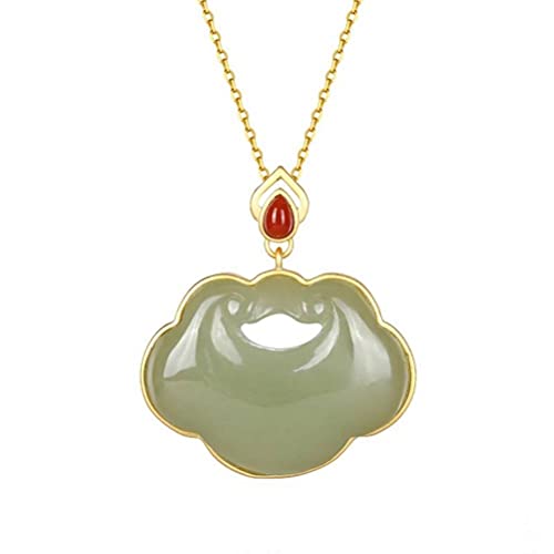 Golden_flower Retro Halskette Anhänger S925 Sterling Silber vergoldet Saphir Intarsien Glückssaphir Anhänger Schloss Weibliche Halskette Einfach Und Elegant Saphir Halskette Golden_flower Retro Halskette Anhänger S925 Sterling Silber vergoldet Saphir Intarsien Glückssaphir Anhänger Schloss Weibliche Halskette Einfach Und Elegant Saphir Halskette von Golden_flower