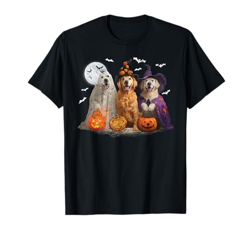 Herren Damen Golden Retriever Happy Halloween Dogs Lover T-Shirt von Golden retriever Dog Pumpkin Happy Halloween