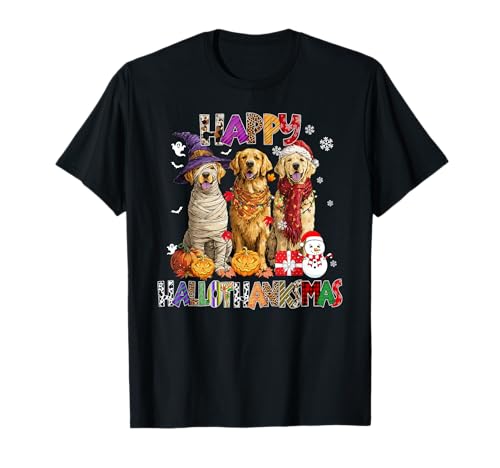 Golden Retriever Hunde Weihnachten Xmas Männer Frauen Kinder T-Shirt Golden Retriever Hunde Weihnachten Xmas Männer Frauen Kinder T-Shirt von Golden retriever Happy Hallothankmas Christmas Dog