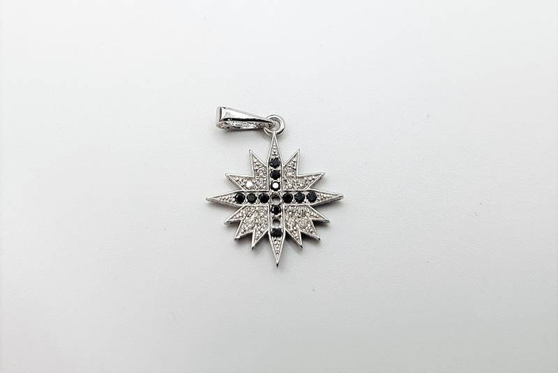 14K Gelbgold Heiliger Stern Von Bethlehem Kreuz Anhänger Mit Schwarz Weiß Diamant, Gold Charm, Religiöser Charm Schmuck 14K Gelbgold Heiliger Stern Von Bethlehem Kreuz Anhänger Mit Schwarz Weiß Diamant, Gold Charm, Religiöser Charm Schmuck von GoldenAge101