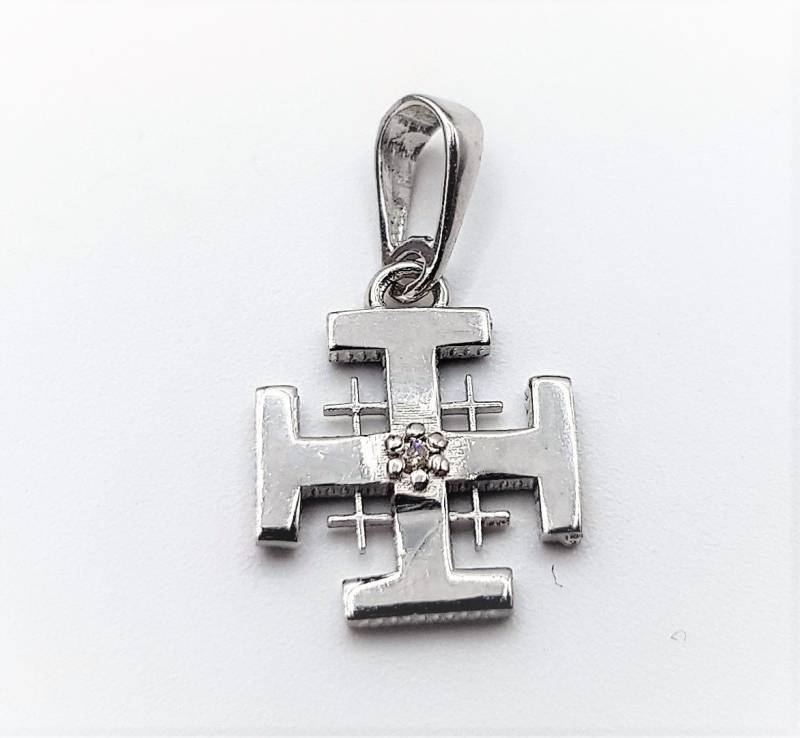 14K Jerusalem Kreuz Anhänger, Weißgold Religiöser Charm Schmuck, Religiöse Halskette, Feingold Diamant Anhänger 14K Jerusalem Kreuz Anhänger, Weißgold Religiöser Charm Schmuck, Religiöse Halskette, Feingold Diamant Anhänger von GoldenAge101