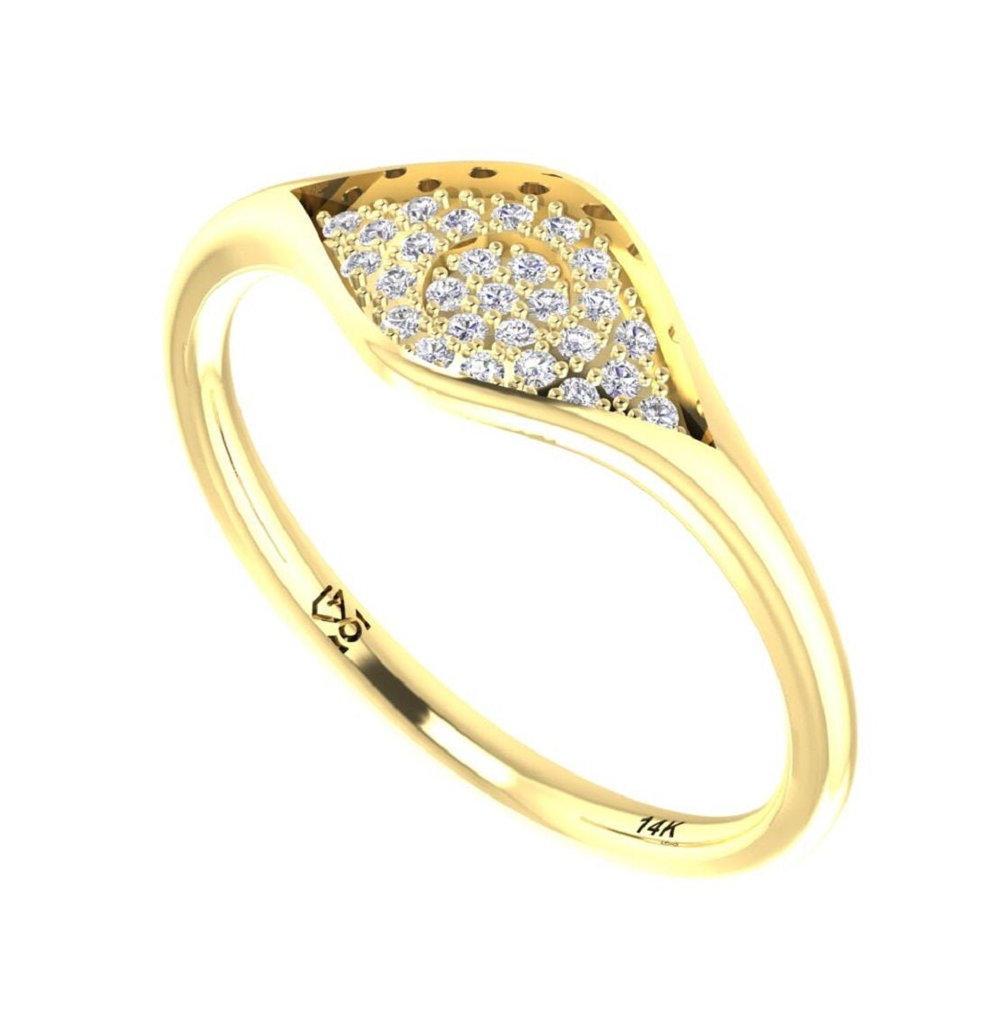 Gold Diamant Auge Ring, 0.14 Karat - Massiver 14K Edelstein Ring Mit Schutz Symbol, Gottes Handgefertigter Einzigartiger Schmuck von GoldenAge101