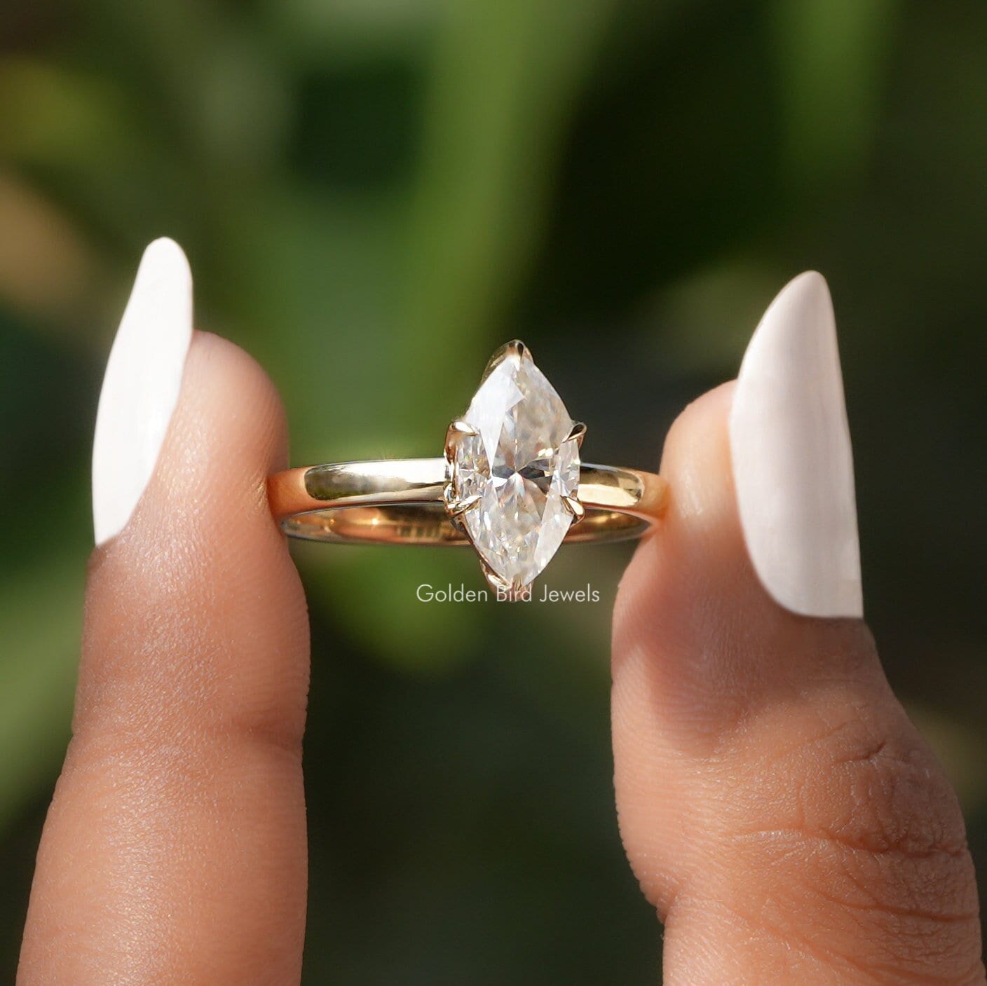 Marquise Moissanite Brautring/Farbloser Ehering Solitär Verlobungsring 18K Solid Gold Ring Geschenk Für Sie von GoldenBirdJewellery