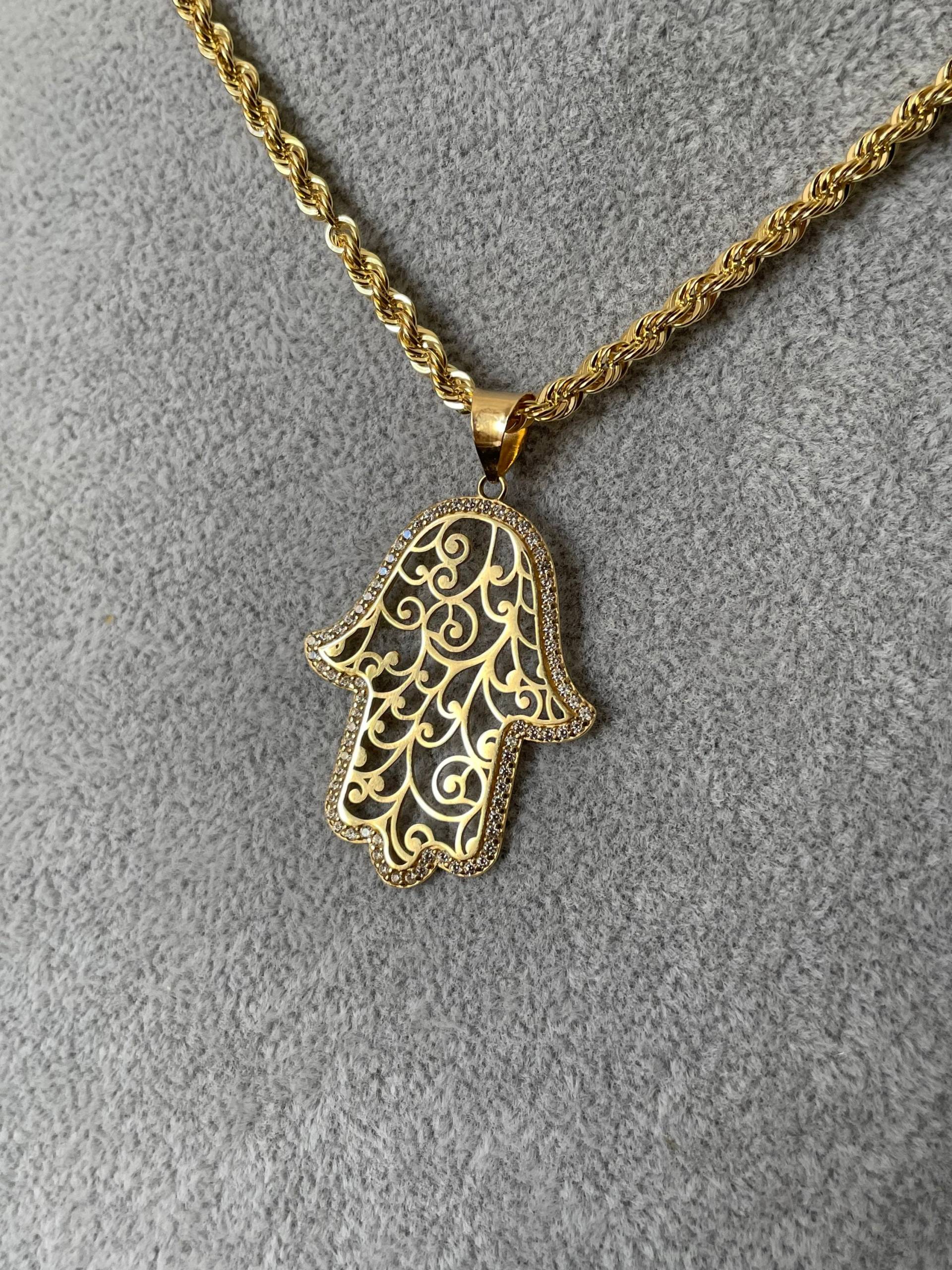 18K Gold Hamsa Hand Halskette, Halskette, Herren Halskette Gold, Der Fatima von GoldenCanadaClub