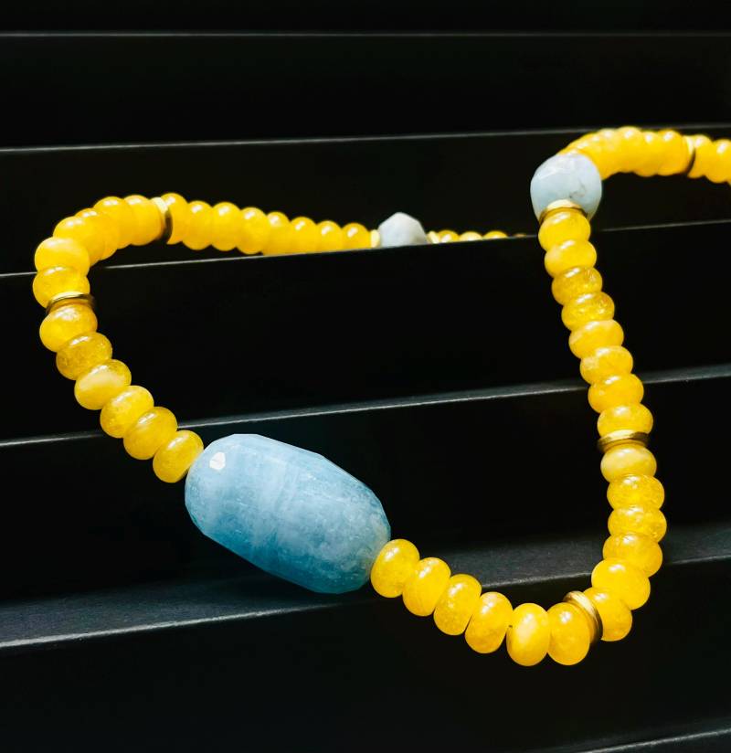 Lux Aquamarin Und Gelbquarz Halskette Lux Aquamarin Und Gelbquarz Halskette von GoldenCityJewels