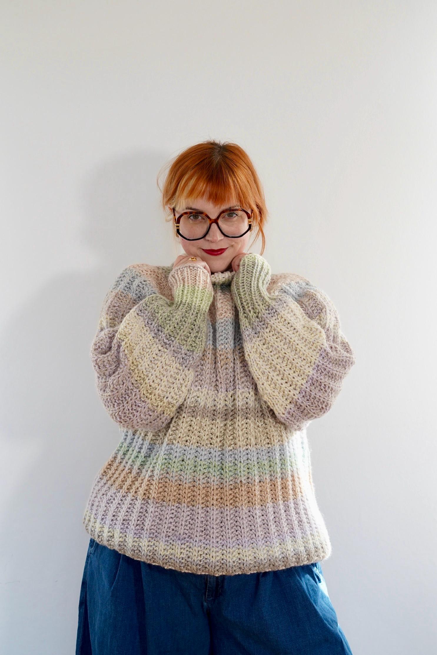 16-20 Handgefertigter 80Er Jahre Vintage Pullover Aus Schurwolle in Pastell von GoldenGirlClothing