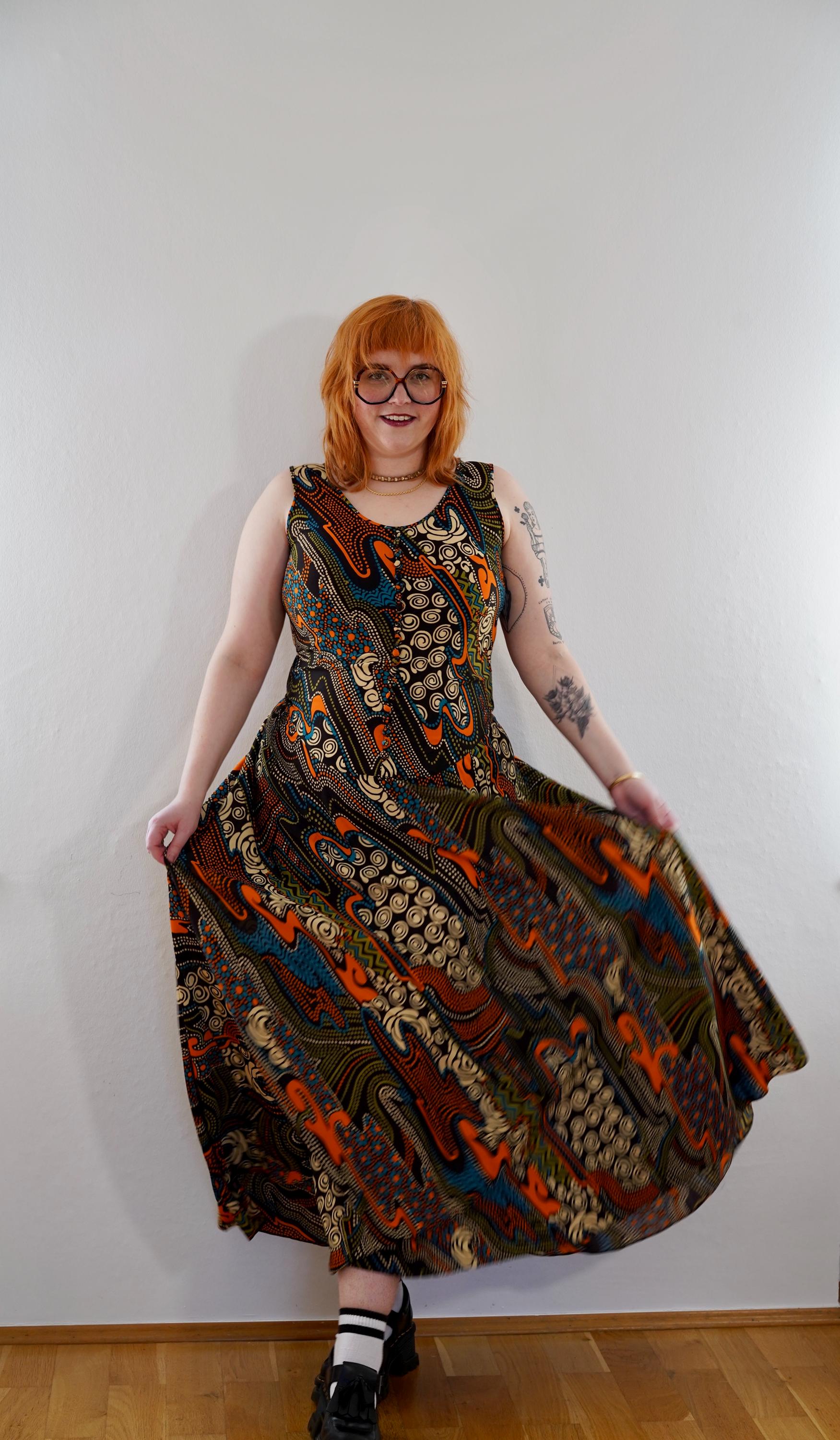 1970Er Jahre Frank Usher Kleid, Plussize Kurviges Maxi Sommer Designerkleid, Xxl von GoldenGirlClothing