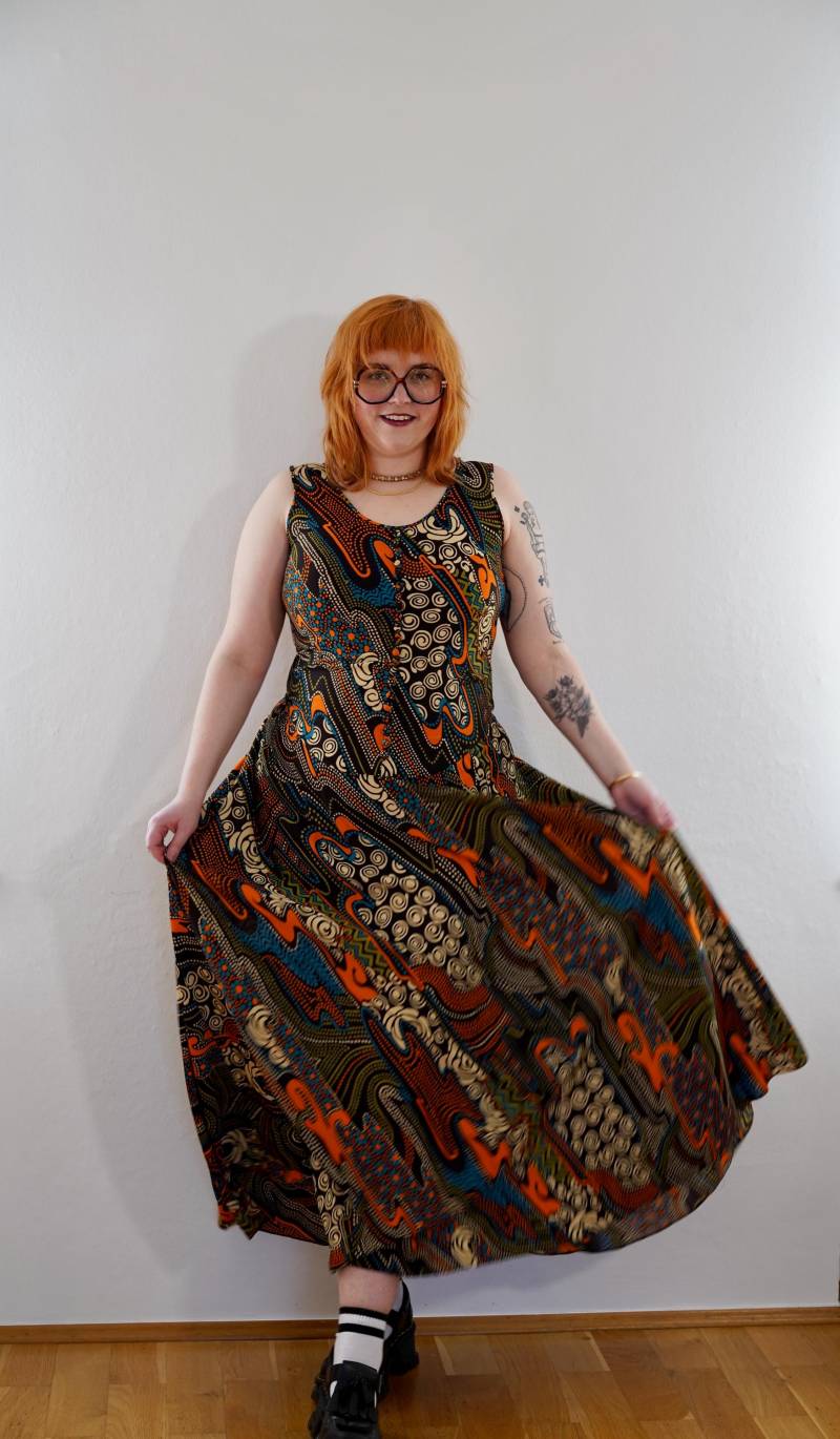 1970Er Jahre Frank Usher Kleid, Plussize Kurviges Maxi Sommer Designerkleid, Xxl von GoldenGirlClothing