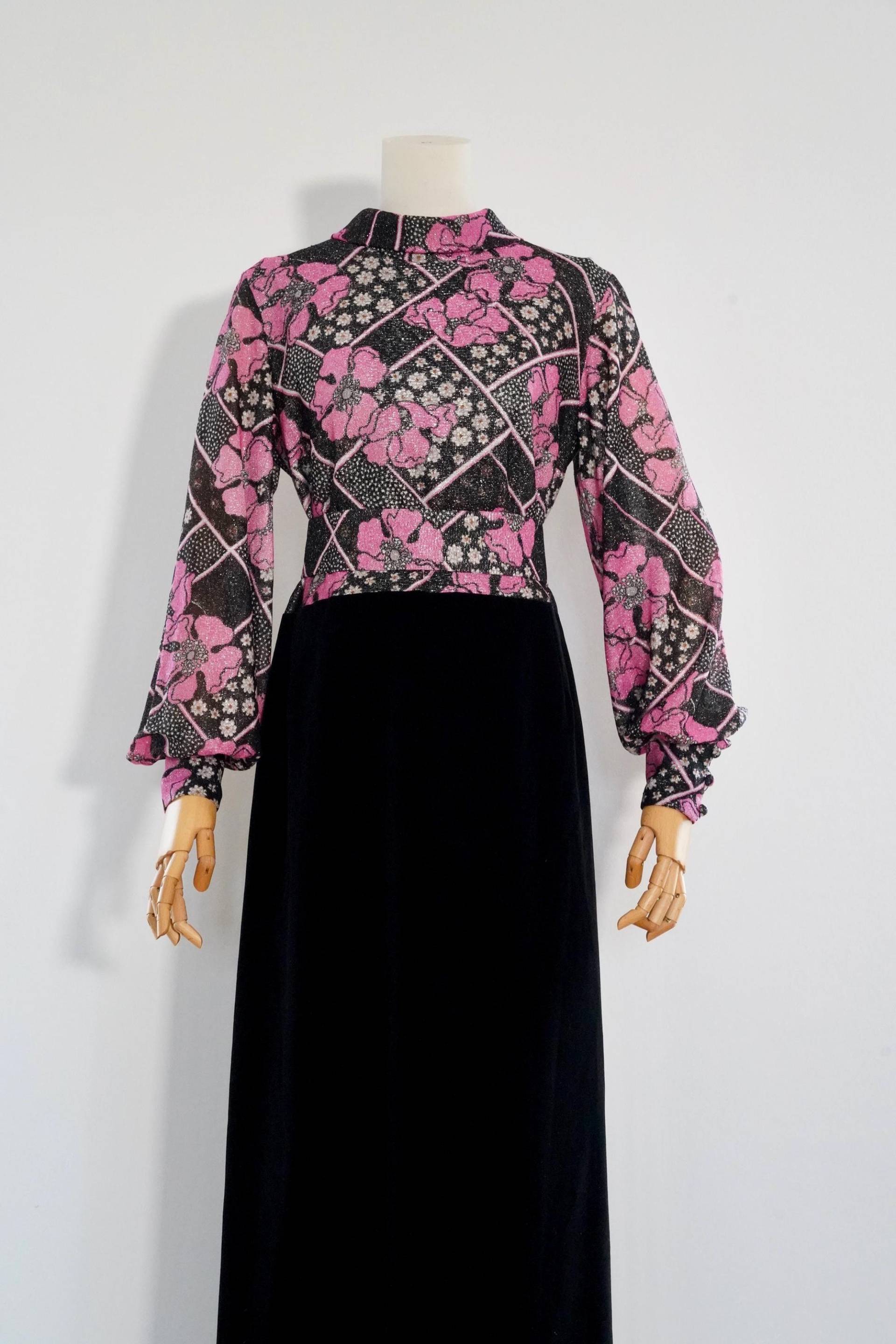 1970Er Jahre Samtkleid, Gr. L-xl von GoldenGirlClothing