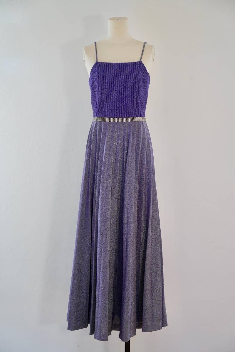 1970S Vintage Lucie Linden Kleid, Lila Disco Queen Silber Party Kleid von GoldenGirlClothing