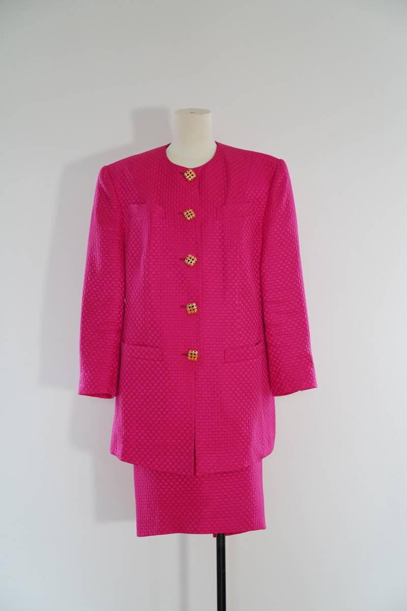 1980S Vintage Kostüm, Rock Und Blazer Aus Seide Baumwolle, Größe L von GoldenGirlClothing