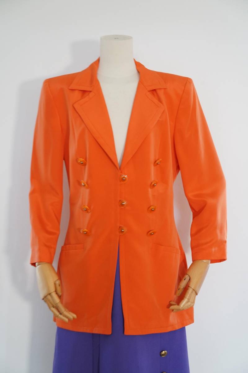 1990Er Jahre Seidenblazer Von Renzo, Orange von GoldenGirlClothing