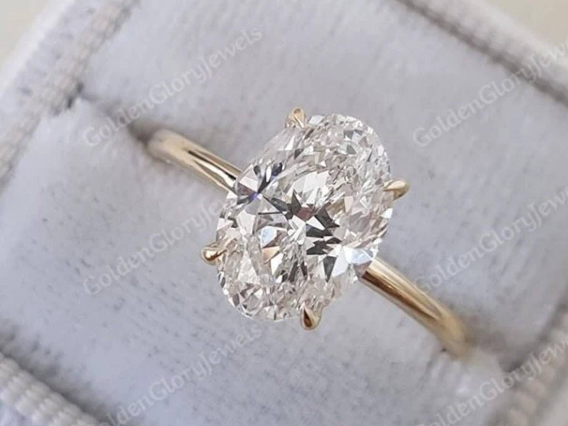 2.9 Kt Oval Cut Moissanite Verlobungsring, Ehering Weißgold Solitär Ring, Verlobungsring von GoldenGloryJewels