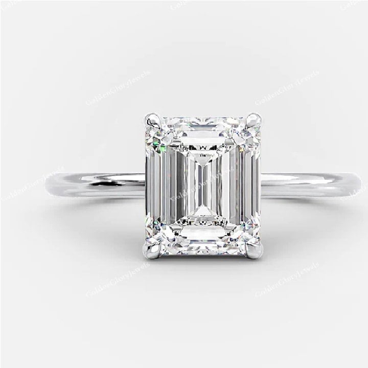 3 Kt Smaragdschliff Moissanite Verlobungsring, Solitär Ehering, Versprechen Ring, Jubiläumsring Für Sie, Zweifarbiger Goldring von GoldenGloryJewels