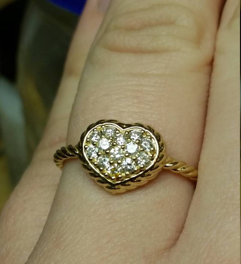 14K Gelbgold Pave "Herz 14K Gelbgold Pave "Herz von GoldenHaloDesigns
