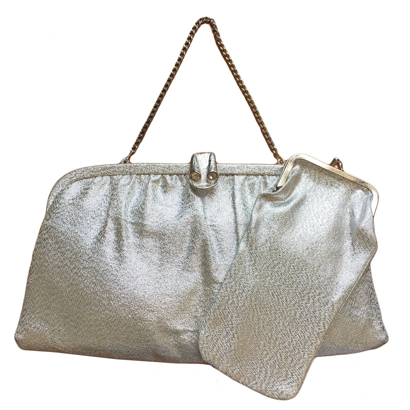 Vintage 50Er Jahre 925 Silber Lamé Handtasche + Passende Geldbörse Vintage 50Er Jahre 925 Silber Lamé Handtasche + Passende Geldbörse von GoldenHillsVintage
